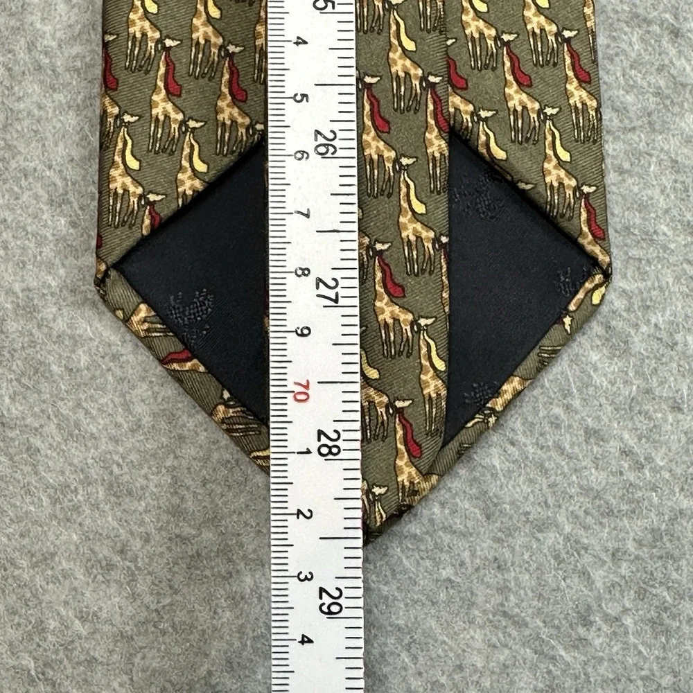 Vintage Brooks Brothers Makers Silk Giraffe Novelty Tie USA Safari 90s 57x3.6in